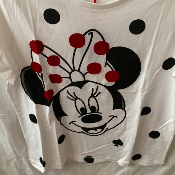 KATE SPADE X DISNEY Minnie Mouse Polka Dot T-Shirt in Fresh White Sz MEDIUM - Picture 2 of 4